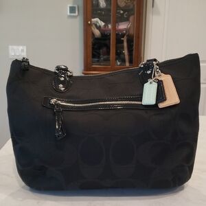 Coach Black Signature Shoulder Bag Size Medium